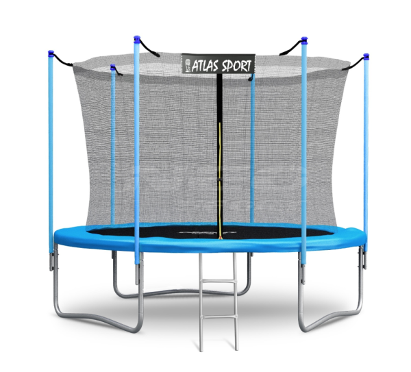 Батут Atlas Sport с внутренней сеткой и лестницей 252 см (8ft), максимальная нагрузка 120 кг.